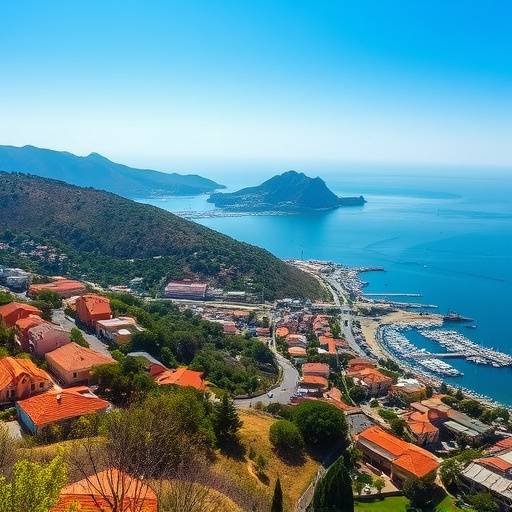 A scenic view of Avalon, Catalina Island, from the hillside