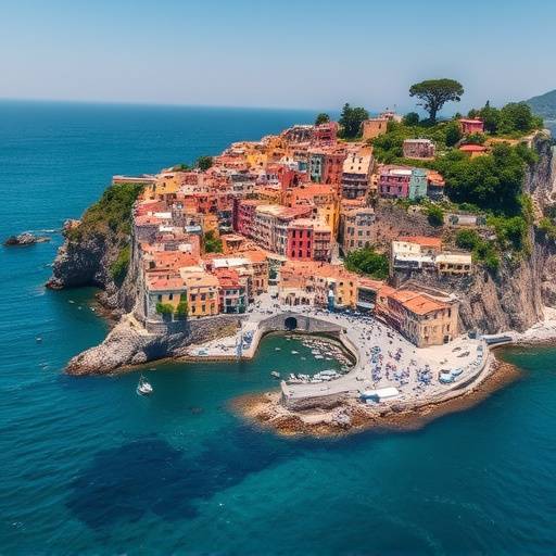 Aerial view of stunning Cinque Terre coastline, Italy