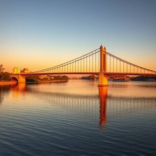 Tower Bridge over the river in Sacramento